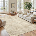 Soalmost 6x9 Area Rug for Living Room Floral Washable Non-Slip Modern Rugs for Bedroom Dinning Room Ultra-Thin Indoor Brown