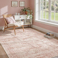 Soalmost 6x9 Area Rug for Living Room Washable Non-Slip Modern Rugs for Bedroom Dining Room Ultra-Thin Indoor Pink Rug