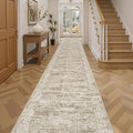 Soalmost Runner Rug 2'6" x 14' Washable Non-Slip Runner Rugs for Kitchen Bathroom Laundry Room Vintage Ultra Thin Runners for Hallway Entryway Brown