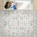 XLUEZ Area Rug 8x10 Living Room Rug, Machine Washable Vintage Distressed Boho Area Rug Non-Slip Soft Low Pile Large Indoor Rugs for Bedroom Kitchen Dining Room Office(Brown Green,8'x10')