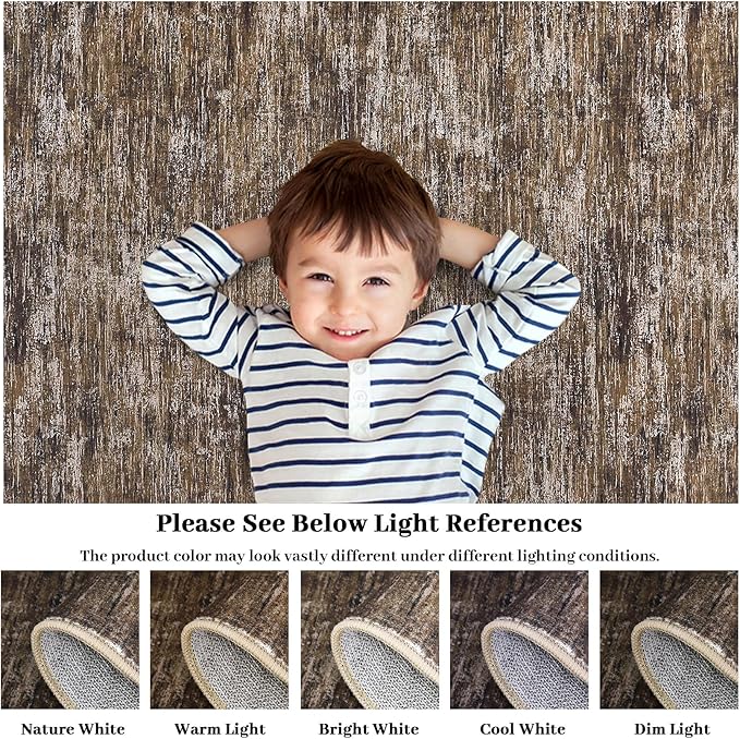 RUGSREAL Bedroom Rug 3x5 Washable Rug for Living Room Small Entryway Carpet with Rubber Backing Stain Resistant Dining Room Throw Mat Modern Solid Color Area Rug for Bedside Kitchen, Brown
