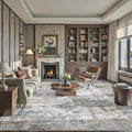 Art&Tuft 9x12 Area Rug - Abstract Large Area Rugs with Anti-Slip Backing, Stain Resistant Area Rugs 9x12 Living Room, Foldable Machine Washable Area Rug(9'x12', Grey/Rust)