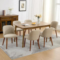 GarveeHome Wooden Dining Chairs Set of 6, Upholstered Kitchen Dining Room Chairs with Padded Seat and Wood Legs, Modern Fabric Side Dinner Chair for Kitchen, Dining Room, Restaurant, Cafe, Camel