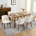 GarveeHome Wooden Dining Chairs Set of 6, Upholstered Kitchen Dining Room Chairs with Padded Seat and Wood Legs, Modern Fabric Side Dinner Chair for Kitchen, Dining Room, Restaurant, Cafe, Beige