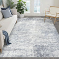 6x9 Area Rugs Living Room: Washable Large Neutral Blue Rug Abstract Soft Modern Stain Resistant Indoor Floor Non-Slip Carpet for Bedroom Nursery Kids Office Playroom Dining Room Under Table Home