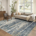 Art&Tuft Washable Rug 6x9, Anti-Slip Backing Abstract 6x9 Area Rug, Stain Resistant Rugs for Living Room, Foldable Machine Washable Area Rug (6'x9', Navy)