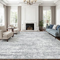 Soalmost 12x15 Washable Area Rug Gray Neutral Abstract Living Room Large Carpet Non Slip Bedroom Indoor Office Dining Room Low Pile Thin Grey Rug