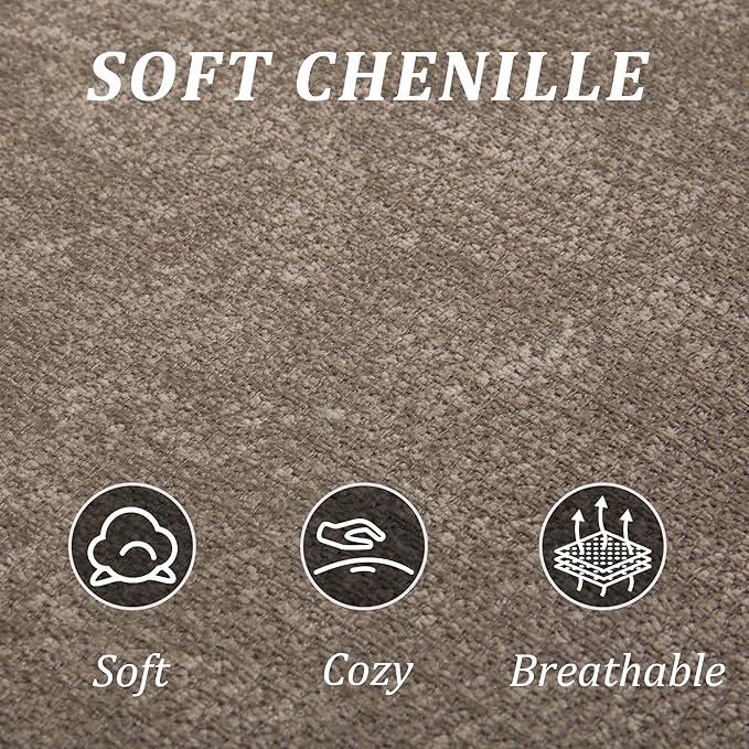 95” Modern Curved Sofa, Chenille Fabric Comfy Cloud Couch, No Assembly Required Half Moon Couch with Deep Seat, 4 Pillows for Living Room, Apartment, Bedroom