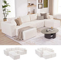 Weture 135.4" Cloud Couch Sectional, Modular Sectional Sofa with Deep Seat, Plush Corduroy U Shaped Boneless Couch, Convertible Sectional Couches for Living Room, 6Seat, Beige