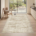 Area Rugs 4x6 for Living Room, Non-Slip Backing Small Kids Rugs for Bedroom, Vintage Abstract Rug Home Decor, Low Pile Soft Washable Rug for Kitchen, Dining Room(4'x6', Brown/Ivory)