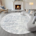 10ft Round Rug Living Room: 10x10 Washable Large Neutral Blue Circle Area Rug Abstract Soft Modern Stain Resistant Indoor Floor Non-Slip Carpet for Bedroom Nursery Kids Office Playroom Dining Room