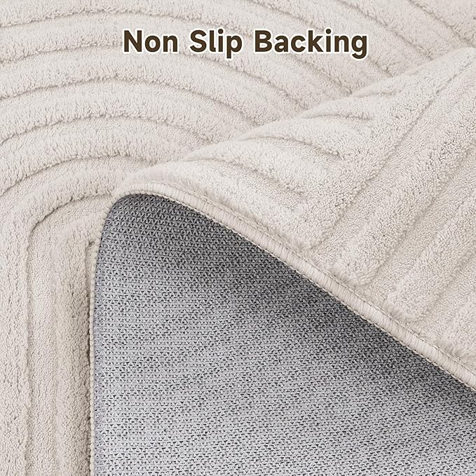 Pauwer 3x10 Washable Area Rugs for Living Room Modern Beige Solid Color Soft Fluffy Rugs for Bedroom Non Slip Boho Accent Indoor Mat Floor Carpet Cover for Kids Dining Room Kitchen Office