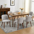 GarveeHome Wooden Dining Chairs Set of 6, Upholstered Kitchen Dining Room Chairs with Padded Seat and Wood Legs, Modern Fabric Side Dinner Chair for Kitchen, Dining Room, Restaurant, Cafe, Grey