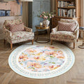 5x5 Washable Area Rug Blue Living Room Bedroom Floral Throw Rug Abstract Modern Non Slip Soft Low Pile Carpet for Dining Room Office Nursery Indoor