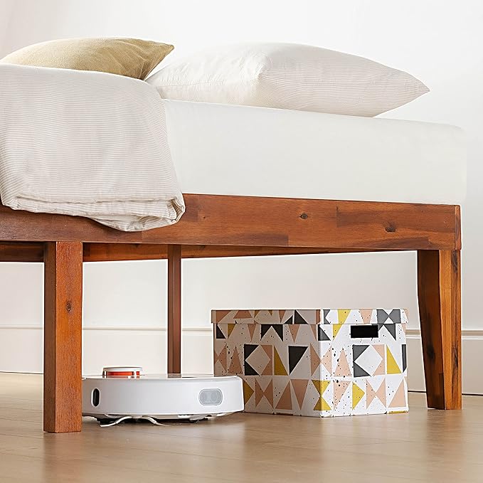 Mellow Naturalista Classic 16 Inch Solid Wood Platform Bed with Wooden Slats, Cherry, Full