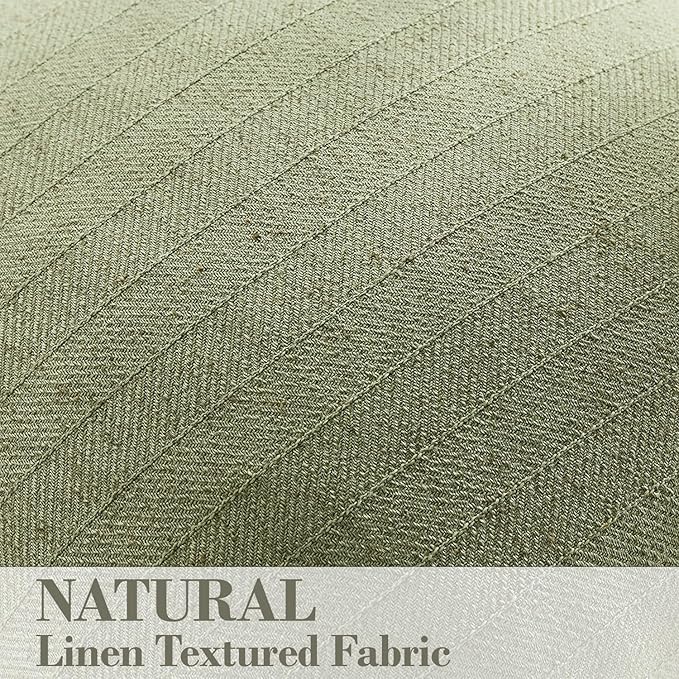 DEZENE 26x26 Linen Euro Sham Pillow Covers Sage Green Pack of 2 Farmhouse Boho Neutral Accents Striped Textured Square Decorative Throw Pillow Cases for Living Room Couch Bed Home Decor