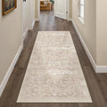 PureCozy 2x6 Runner Rug Non Slip Washable Beige Vintage Hallway Kitchen Carpet Indoor Small Low Plie Thin Bathroom Rug Retro Accent Throw Laundry Rugs