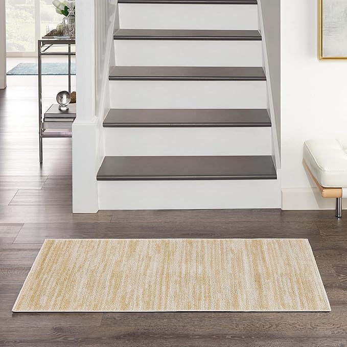 Nourison Home Nourison Essentials Ivory Gold 2' x 4' Area Rug - Easy Clean, Non Shedding, Bed Room, Living Room, Dining Room, Kitchen (2' x 4')