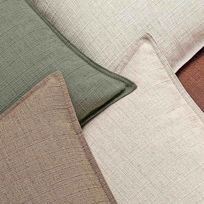 MIULEE Euro Sham Pillow Covers for Bed 26x26, 2 Pack Natural Linen Thick & Textured Decorative Throw Pillow Covers, Neutral Cushion Cases, Modern Farmhouse Home Decor, No Filling