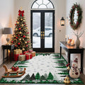 Garvee Christmas Bedroom Rugs 5x7 Winter Holiday Rugs Mats, Stain-Resistant Xmas Tree Snowflake Accent Carpet, Washable Plaid Indoor Rug, Easy to Clean, for Nursery, Kitchen, Green