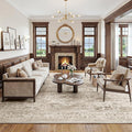 FMFUNCTEX 6x9 Washable Area Rug Brown Vintage Neutral Distressed Oriental Large Non Slip Carpet for Living Room Bedroom Soft Low Pile Indoor Mat Retro Throw Rug for Dining Room Kitchen Office Nursery