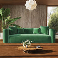95" Modern Luxury Curved Back Sofa, Minimalist Style Oversized 3 Seat Extra Deep & Wide Seat Comfy No Assembly Boneless Couch for Living Room Office Apartment, Green