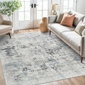Soalmost Abstract Rug 5x7 Machine Washable Area Indoor Grey Low Pile Non-Slip Foldable Thin Accent Rugs for Bedroom Living Room Dining Room