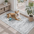 Soalmost 2x4 Washable Rugs for Kitchen, Floor, Entryway, Powder Room Small Area Rug Non-Slip Vintage Low Pile Throw Door Mat Grey