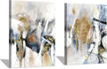 Hardy Gallery Abstract Canvas Wall Art Picture: Splash Gold Foils Artwork Painting Print on Canvas for Living Room (18'' x 24'' x 2 Panels)