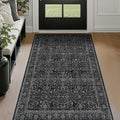 Vintage Dark 3x5 Entryway Rug Indoor Foyer, Earth Tone Farmhouse Throw Rug for Kitchen Bathroom, Machine Washable Non Slip Thin Area Rug for Nursery/Bedroom Bedside/Home Office/Dorm, Midnight