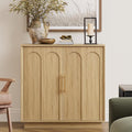 FORTUNETEC Sideboard Buffet Cabinet with Storage, Modern Accent Cabinet with Arched Doors, Boho Modular Media Console, 31.5" Minimalist Credenza for Living Room Kitchen Dining Room Entryway, Oak
