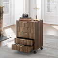 5 Drawer Chest, Under Desk Storage Wood Drawers with Wheels, Fluted File Cabinet for Home Office, Black Walnut
