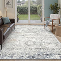 Soalmost 6x9 Area Rug for Living Room Washable 6x9 Non-Slip Modern Rugs for Bedroom Dinning Room Ultra-Thin Indoor Blue Ivory