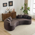 106.7" Modern Curved Oversized Sectional Sofa, Minimalist Modular Cloud Couch with 4 Throw Pillows, Luxury 4-Seater Extra Deep & Wide Seat Sofa in Soft Teddy Fabric, Dark Brown