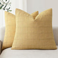 Foindtower Set of 2 Decorative Linen Check Throw Pillow Covers Neutral Farmhouse Vintage Cushion Covers Modern Boho Accent Home Decor for Sofa Chair Couch Bedroom Living Room,24×24 Inch,Amber Gold