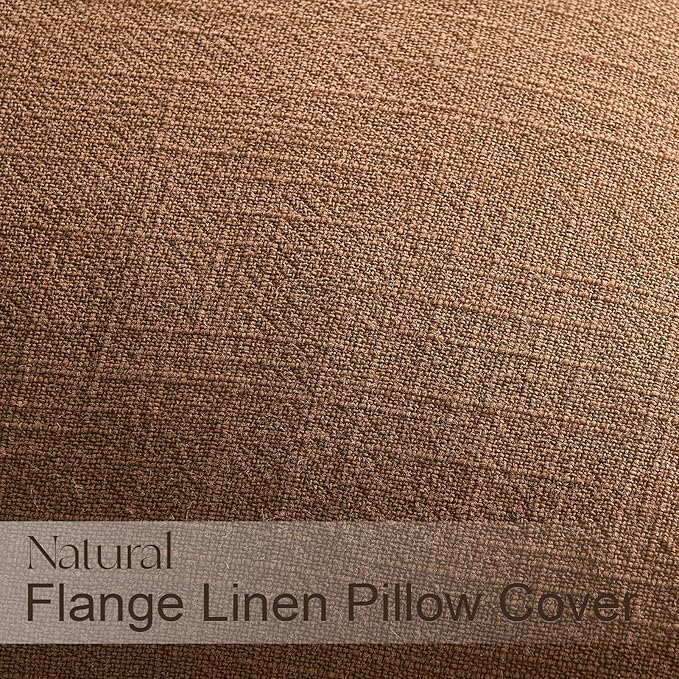 Solid Linen Neutral Brown Pillow Covers with Flange Design Pack of 4 Decorative Brown Throw Pillow Covers Soft Accent Boho Couch Pillowcases Farmhouse for Living Room Bed Sofa 16x16 Inch