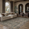 6x9 Washable Traditional Area Rug Living Room Brown Floral Non Slip Low Pile Throw Rug Neutral Vintage Stain Resistant Carpet Bedroom Kitchen Dining Room Office Playroom