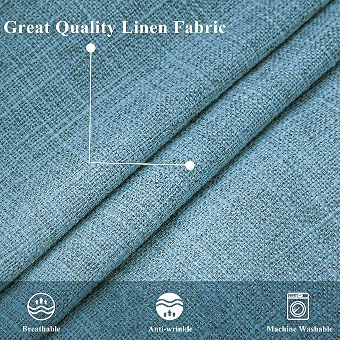 decorUhome Summer Decorative Throw Pillow Covers 16x16 Set of 2 Square Faux Linen Farmhouse Pillow Covers with Stitched Edge Outdoor Pillow Covers for Couch Sofa Living Room, Teal