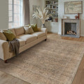 PureCozy 6x9 Area Rug Brown Machine Washable Living Room Bedroom Vintage Distressed Non Slip Carpet Indoor Large Low Plie Thin Dining Room Office Retro Accent Throw Rug