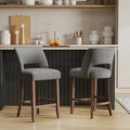 VKNOW Bar Stools Set of 2, 26" Upholstered Counter Height Bar Stools, Modern Counter Stools with Wood Legs for Kitchen Island Dining Room Bar, Charcoal