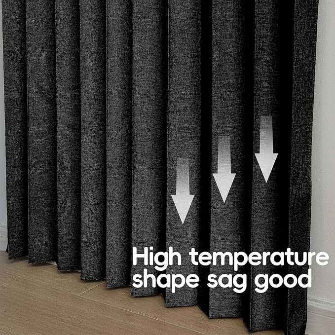Jilron Accordian Door Curtain, 100% Blackout Folding Magnetic Doorway Curtains,Linen Style Closet Doors,for Room Divider,Privacy Protection（W52 x L78,Black,1 Panel）
