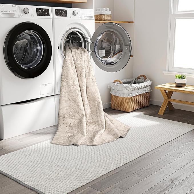 Art&Tuft Washable Rugs 6x9, Anti-Slip Backing Abstract 6x9 Area Rugs, Stain Resistant Rugs for Living Room, Foldable Machine Washable Area Rug (6'x9', Beige)
