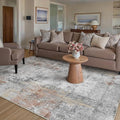 5x7 Washable Area Rug Rust Grey Abstract Non Slip Soft Low Pile Rug for Living Room Bedroom Dining Room Office Neutral Modern Indoor Throw Carpet for Home Decor