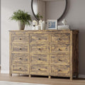 BORNOON 12-Drawer Dresser, Modern Wooden Storage Chest of Drawers, Dresser TV Stand, Wood Drawer Organizer with Metal Handles for Bedroom, Living Room, Hallway