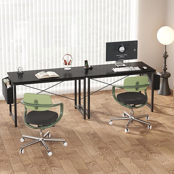 OLIXIS Computer Desk 47 Inch Home Office Desks for Small Spaces, Gaming Writing Study Work Table with Storage Bag and Headphone Hook for Bedroom, Black