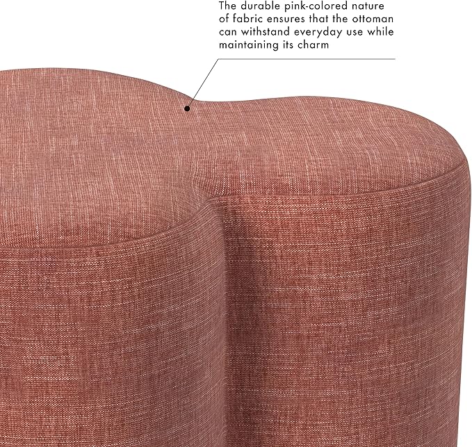 HomePop Upholstered Clover Shaped Ottoman (No Lid, Seat Only) | HomePop Home Décor | Foot Rest Pouf – Pink Chenille