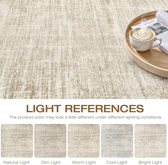 6x9 Area Rugs Living Room: Washable Large Neutral Beige Rug Abstract Soft Modern Stain Resistant Indoor Floor Non-Slip Carpet for Bedroom Nursery Kids Office Playroom Dining Room Under Table Home