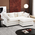 Ihanherry 77" L Shaped Modern Sofa Modular Sectional Cloud Couch with Ottoman, 3-Seat Chenille Deep Seat Sofa with Pillow for Living Room, Bedroom and Apartment, Beige