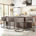26" H Counter Height Bar Stools Set of 4, Modern Barrel Counter Stools with Backrest and Arms, Linen Fabric Upholstered Accent Barstools for Kitchen Island,Support 450 LBS (Sand)