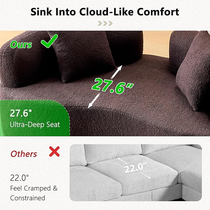 66.93 Inch Curved Loveseat Sofa with High - Density Foam Cushion, Full Compression Modular 2-Seater Couch, No Assembly Required, for Small Spaces & Living Room, Dark Brown